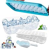Eiswürfelbehälter mit Deckel und Behälter, lebensmittelechte Silikon Eiswürfelform, Alle Eiswürfel in einer Sekunde freigeben wiederverwendbare 48 Ice Cube Tray