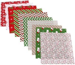 Milisten 20pcs Christmas Cotton Fabric Craft Bundle Squares Christmas Patchwork Sewing Quilting Fabric Plaid Check Fabric Squares Christmas Holiday Collection for DIY Sewing Quilting 20x20cm
