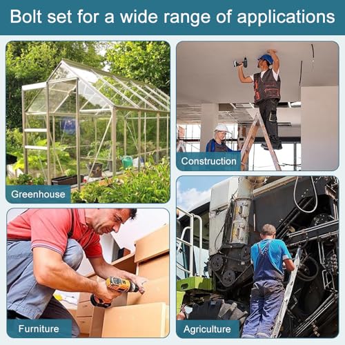 ANTHYTA 50 Stück Hammerkopfschrauben m6 Gewächshaus Schrauben alu M6x15mm Aluminium Gewächshaus Schrauben mit Muttern Gewächshausschrauben Hammerschraubenalu Schrauben für Gewächshäuser Glashaus