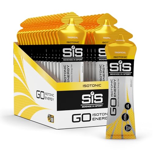 Science in Sport GO Isotonic Energy Gel - Fast-Acting Liquid Carbohydrate Gel for Instant Energy - Sports Nutrition - Gluten-Free & Vegan - Tropical Flavor - 30 Count