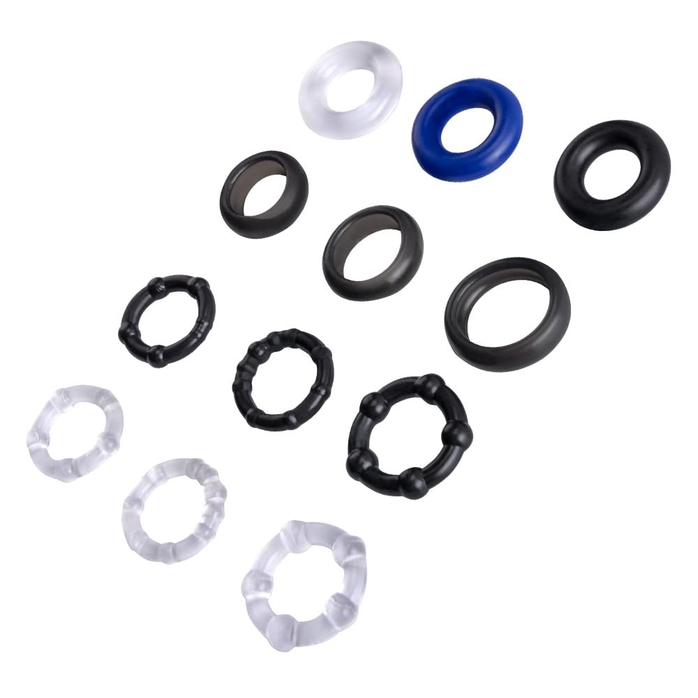 Ninonly ペニスリング コックリング リング シリコン製 3種類の仕様と内径 高弾力 脱落防止 男性用 12点セット