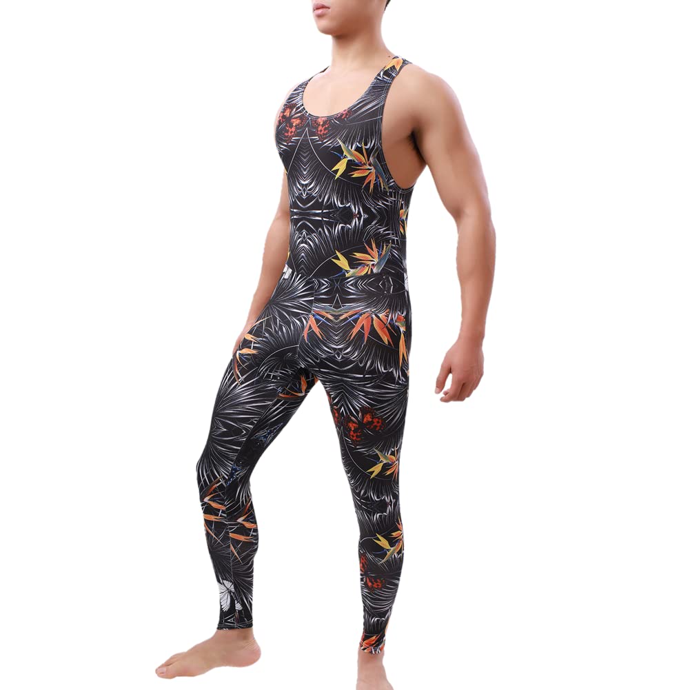 Traje de lucha libre para hombre, estampado de una pieza, estilo atlético, leotardo, gimnasio, ropa interior, chaleco