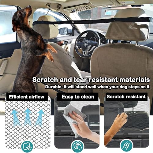 DvBCNMe Hundenetz Auto Kofferraum, 75 X 115 cm Trennnetz Für Hunde Im Auto Mit 4 Eisenhaken, Hundegitter Auto Kofferraum, Sicherheitsnetz Für Haustiere, Ideal Für Reisen Mit Hund