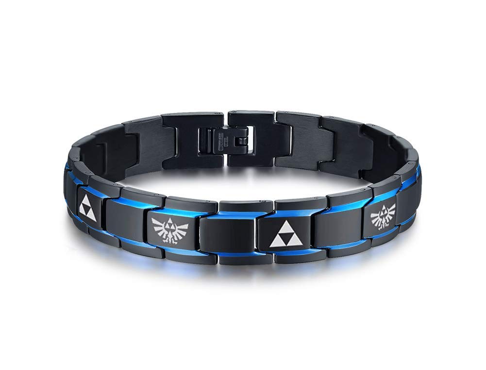 VNOX Two-Tone Stainless Steel The Legend of Zelda Triforce Symbol Hyrule Warrior Link Bracelet for Men Boys