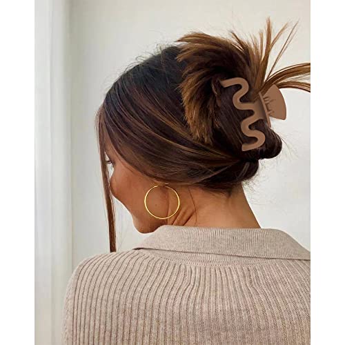 Bmobuo Hair Clips 4Pcs Wavy Neutral Hair Clips Hair Claw Clips 3.5" Matte Hair Clips Claw Clips For Thick Hair Claw Hair Clips For Thin Hair Medium Hair Clips Hair Clips For Women Hair Accessories For Women #TOP1