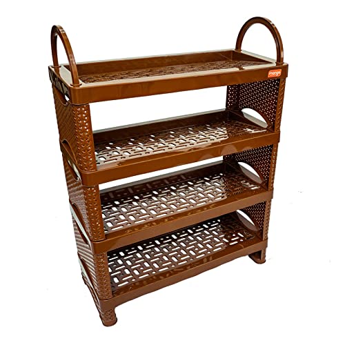 Image of Mango Multi Purpose Plastic Shelf | Shoe Rack |Book Shelf B 4T|Set of 4 Shelves (Big, Dark Beige)
