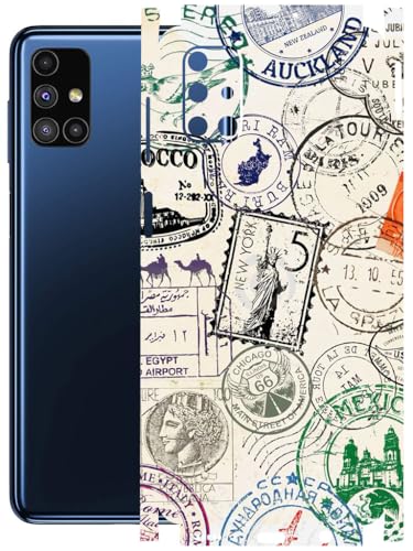 Image of AtOdds - Full Body Back Screen Guard Protector Film - Lamination Wrap Skin Sticker Compatible with Samsung Galaxy M51 | Scratchproof Matte Finish (Stamps)