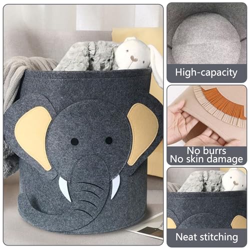 LaresDay Spielzeugaufbewahrungseimer & Wäschekorb für Kinder - 35x35 cm Niedliche Muster, Multifunktionaler Aufbewahrungskorb für Spielzeug, Kleidung, Babyzimmer, Kinderzimmer (Elefanten)