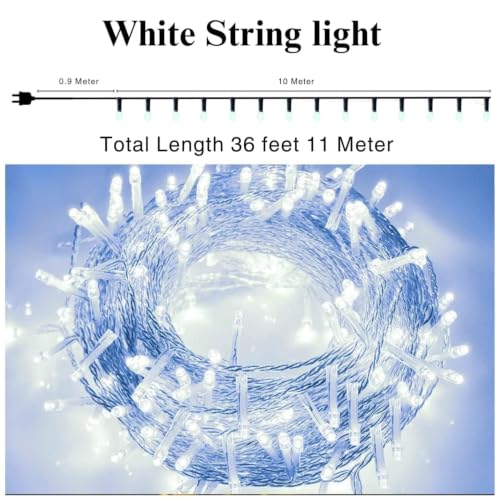 Image of One94Store LED Pixel String Light Pack of 10 - 36 Ft Copper Wire Fairy Lights, Bright White Decorative Lights for Diwali Decoration, Home Decor, Pooja, Festival, Christmas, Wedding & Party