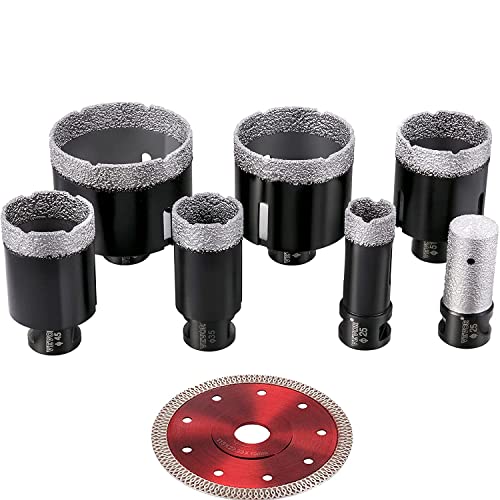 VEVOR Diamond Drill Bits 1', 1-3/8', 1-3/4', 2', 2-1/2', 3' Diamond Hole Saw Brazed 0.59in Segment...