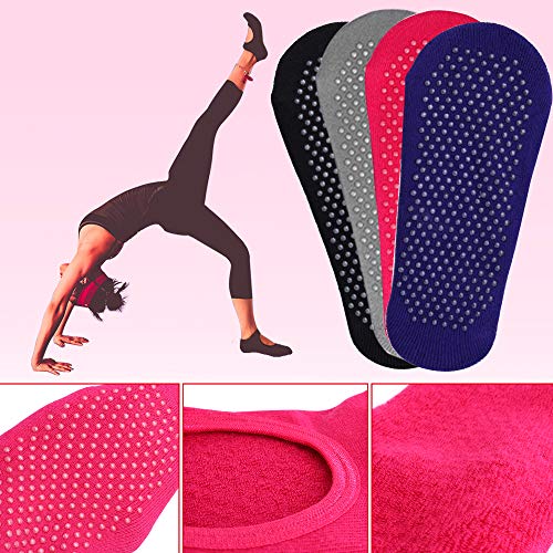 Hicdaw 4 Pairs Yoga Socks For Women Pilates Socks Non Slip Grip Socks For Pilates Ballet Or Yoga Barefoot Workout Barre Socks #TOP4