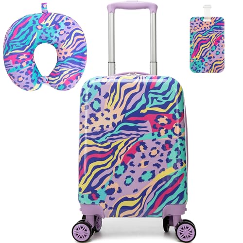 Image of Kids Carry on Luggage Sets 2 Piece Rolling Suitcases for Girls Women with Wheels Suitcase with Travel Pillow Airplane Approved