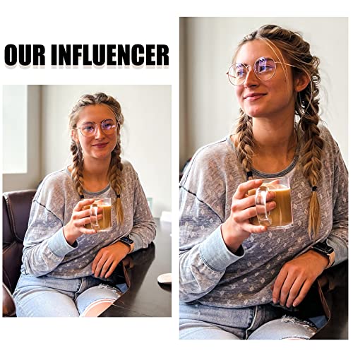 Image of DUCO Small Round Blue Light Glasses For Women Blue Ray Blocking Glasses Computer Screen Glasses Non Prescription Eyeglasses Pink 8215