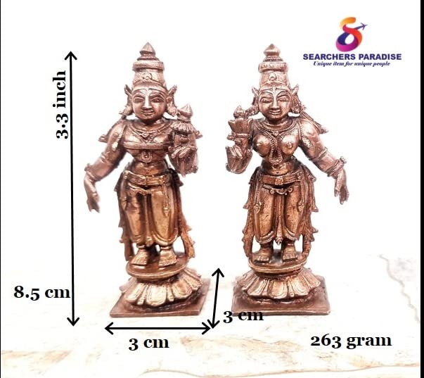 Image of Sridevi Bhudevi Murti Copper Idol - 8.5 cm - Pack of 2