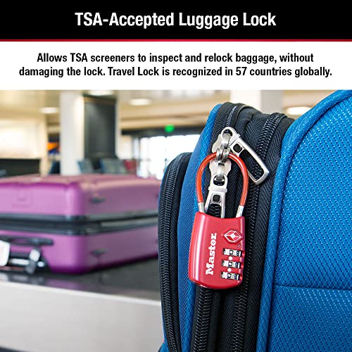 Master Lock Set Your Own Combination TSA Approved Luggage Lock, Travel Zipper Padlock is Perfect for Suitcases, Bags, or Backpacks, 4 Pack, Color May Vary, 4688EC44