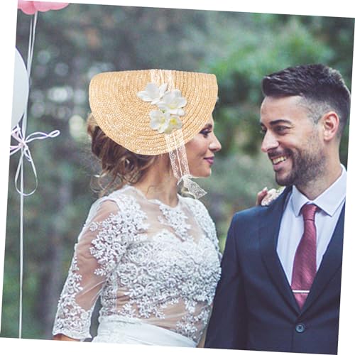 Wide Brim Straw Hat for Women Straw Hat Flower Lolita Outdoor Sun Protection Fashionable Headwear Khaki4