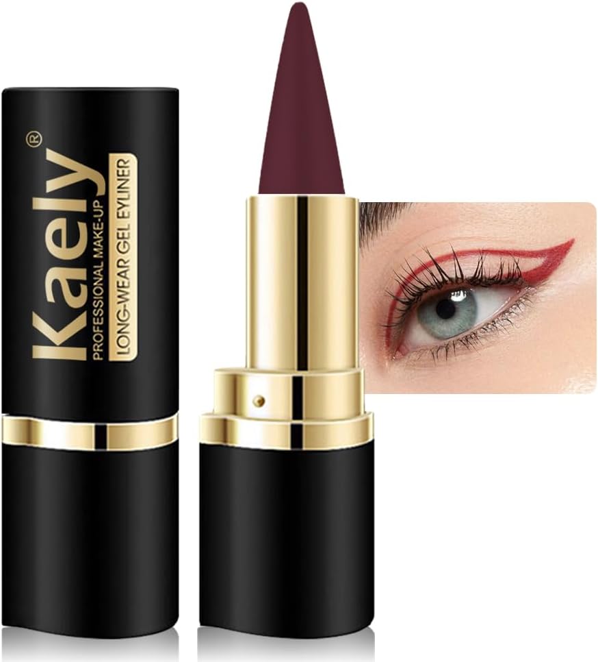 Kaely Dark Red Gel Eyeliner Pencil,Waterproof Smudge Proof Eye Liner Pen,Cat Eye Goth Halloween Makeup,Eye Black Face Paint Lipstick Crayon,Color Colorful Eyeliner Eyeshadow Stick,13