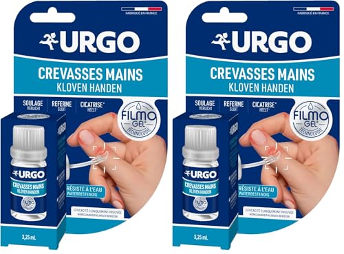 Urgo - Filmogel Crevasses Mains - Film protecteur résistant à l'eau - Soulage, referme et cicatrise - Application précise grâce à la spatule - 3,25ml (Lot de 2)
