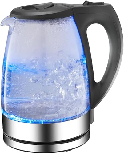 Calentador de agua eléctrico de 1.7 litros con dispensador de agua LED de apagado automático para uso doméstico y cocina (luz azul)