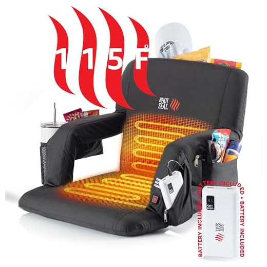 POP The Original Hot Seat, Dual Heated Stadium Chair, Heats Seat and Back, Arm and Back Support, 3 Heat Levels, 5 Extra Pockets, Battery Included