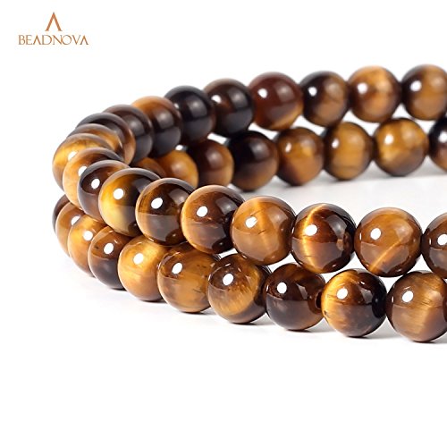 Image of BEADNOVA Yellow Tiger Eye Beads Natural Crystal Beads Stone Gemstone Round Loose Energy Healing with Crystal Stretch Cord for Jewelry Making (4mm, 90-92pcs)