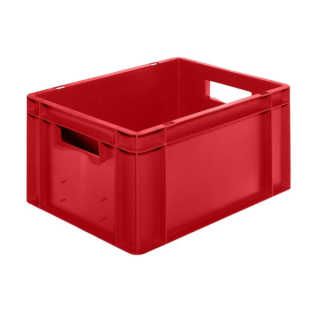 Certeo Euro-Format-Stapelbehälter, Wände und Boden geschlossen - LxBxH 400 x 300 x 210 mm - Rot, VE 5 Stk - Euronorm Stapelkasten