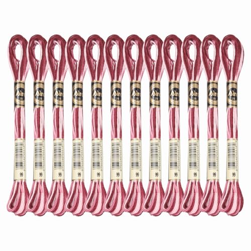 Image of PATIKIL 12 Skeins Embroidery Floss, Polyester Embroidery Threads Bracelets String for Cross-Stitch Hand Embroidery, Red Pink