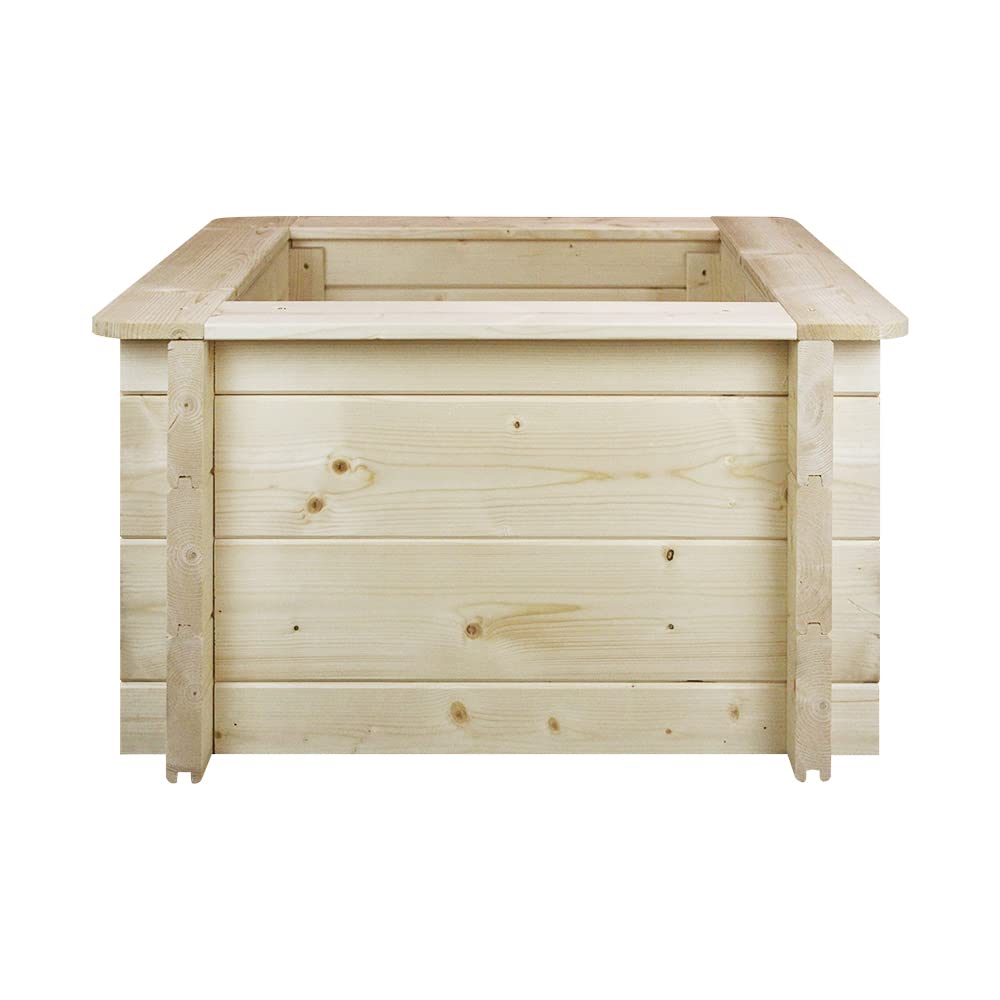 TIMBELA Carre Potager Exterieur Bois - Jardinieres Exterieur pour Jardin, Balcon, Terrasse – pour Fleurs, Herbes aromatiques, Légumes- Bois Massif pin/épicéa 28 mm, 58x58xH35 cm, M616