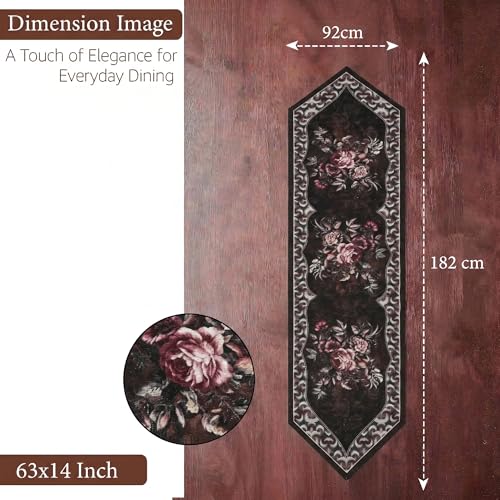Image of Kuber Industries 72x13 Inch Large Cotton Table Runner for Party and Wedding | Centre and Dining Table Runner | Dazzle 102 Number Design - Brown