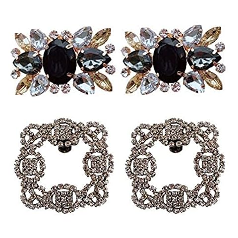 Polkar Elegant Rhinestone Crystal Metal Shoe Clips Shoe Buckle for Wedding Party Decoration (shoe clip round) Cover
