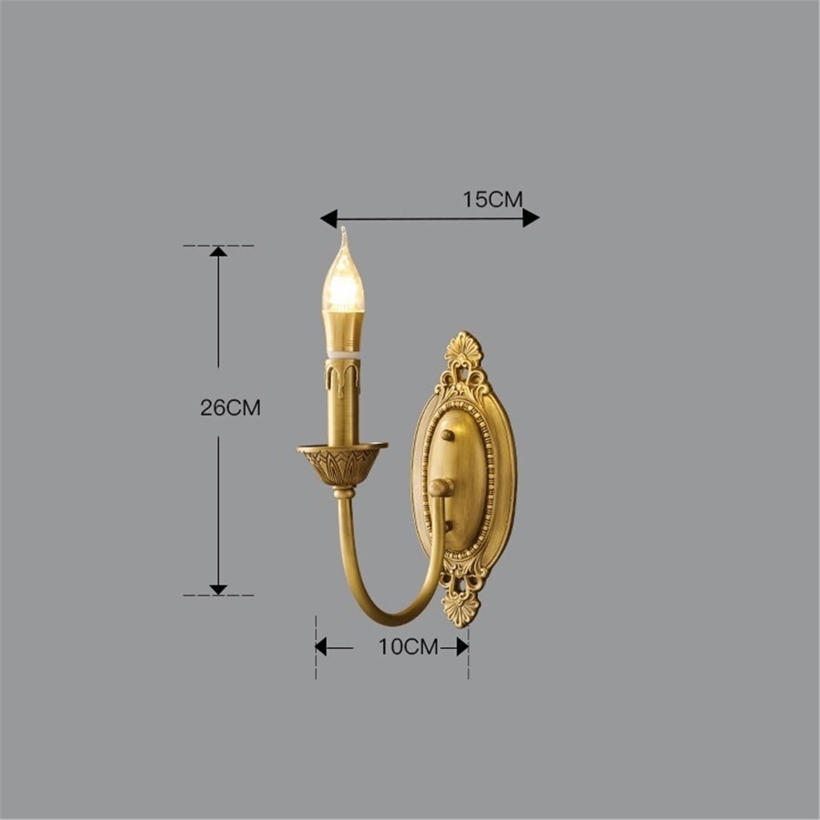 Moderne Retro-Wandlampe aus Kupfer in Kerzenform, dekorative Lampe Dekoration(Klein)