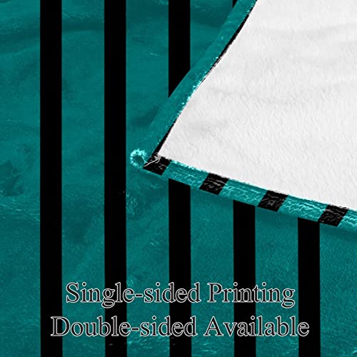 Couverture polaire douce plaid lit canapé chaud rayures noir vert - 5