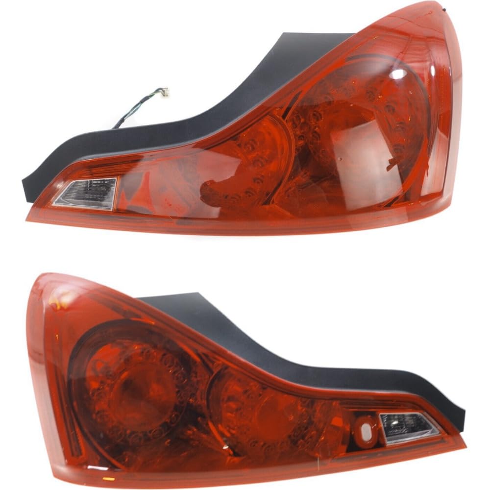 LAAKYYGS Tail Light Set of 2 Driver & Passenger Side Bulb Red Lens Bulb Lamp for INFINITI for G37 2008-2013 for Q60 2014-2015