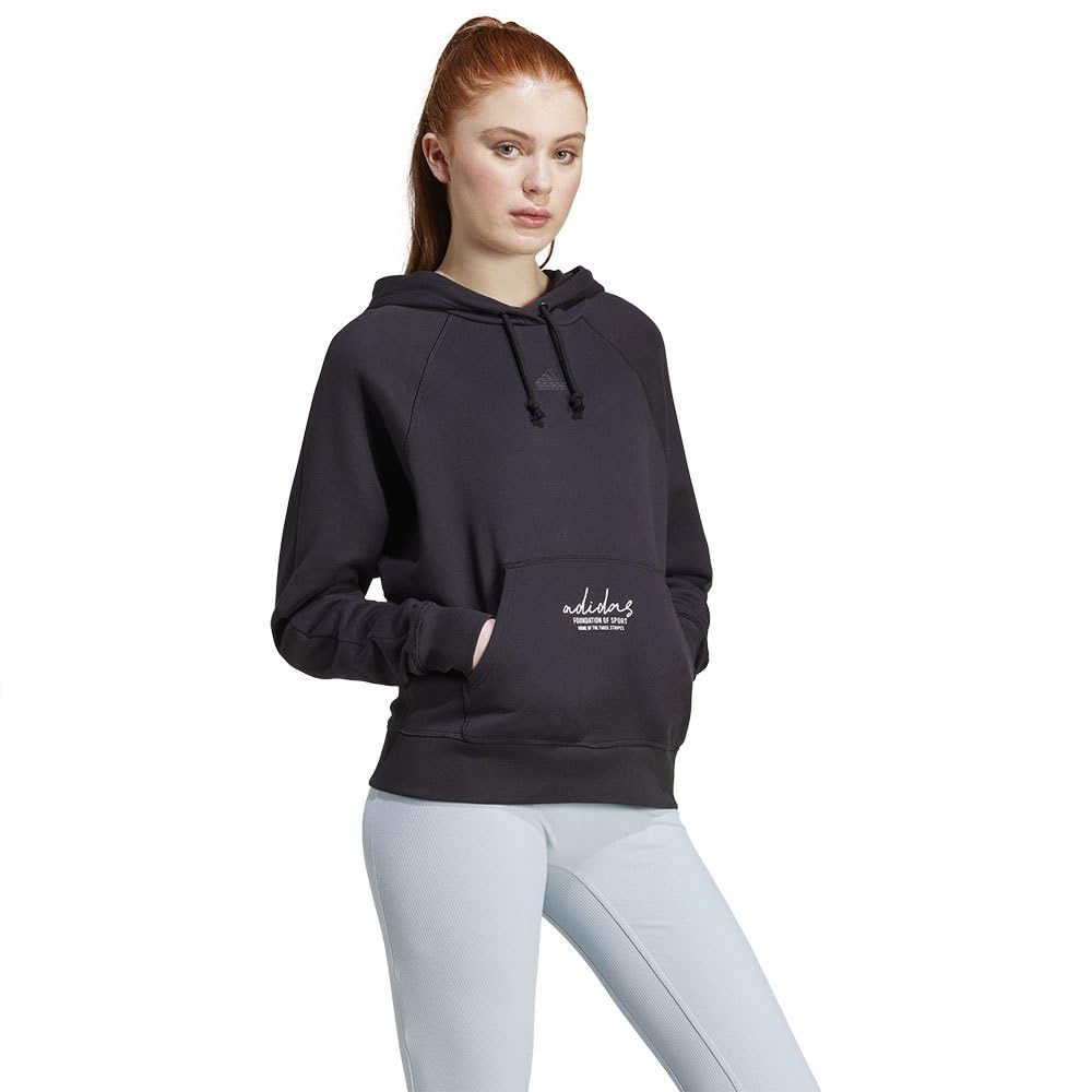 Adidas Signature Graphic Embroidery French Terry Loose Hoodie Felpa con Cappuccio Donna (Pacco da 1)