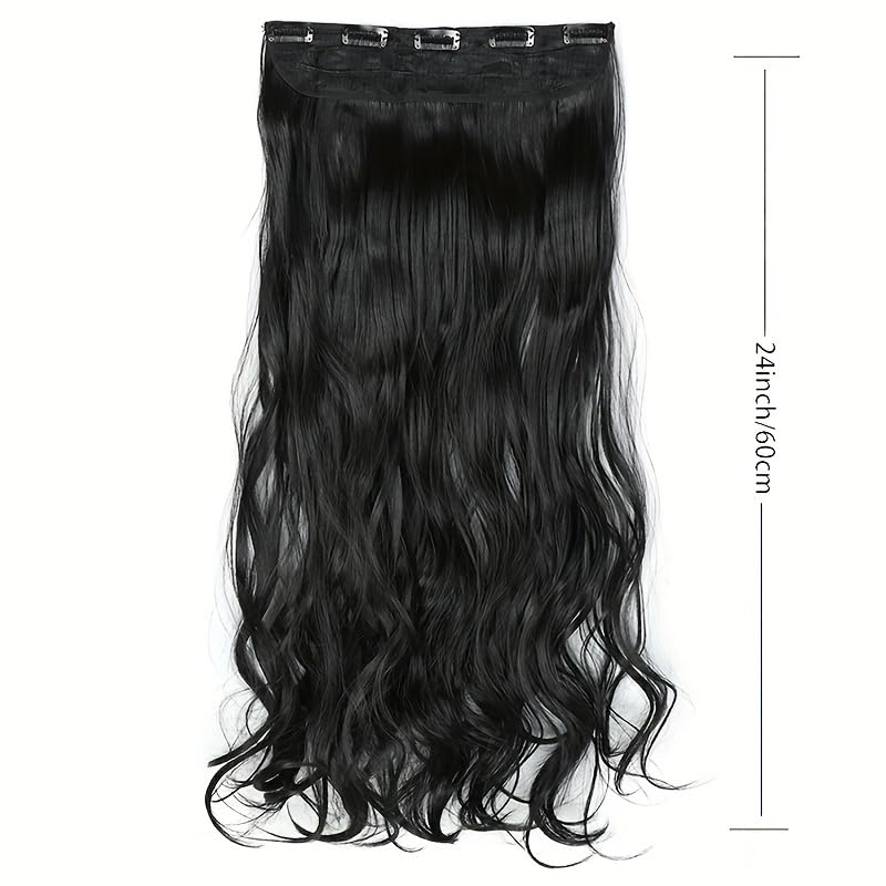 Image of 24 inch Heat Resistant Clip In Synthetic Straight Hair Extensions - Synthetic Hair Extension /Ponytail Long Braided Ponytail With Elastic Hair Ties Synthetic Hair Extensions (Style 4)