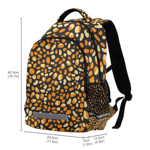 Orange and Black Leopard Print Pattern Kid's Elementary Middle School Backpack for Son Daughter, Age 6-12 Back to School Backpack Bookbag Schoolbag for Boys Girls3