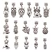 PandaHall 32 cuentas colgantes de aleación de búho de 16 estilos, 5 mm, colgantes tibetanos europeos, colgantes de búho para pulseras, collares, joyas, plata envejecida, Plata