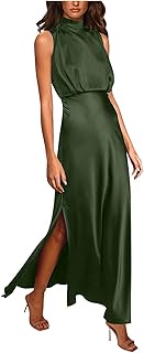 Formal Dresses for Women, Women Sleeveless Cocktail Dresses Elastic Waist Party Wedding Guest Satin Split Maxi Dress Amazon Warehouse Pallets For Sale Liquidation Liquidation Boxes Returns #1