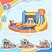 Outsunny Inflatable Water Slide, Kids Bounce House Water Park with Pool, Climbing Wall, Water Cannon, Dual Slides, Trampoline, 5-in-1 Bouncy Castle with Air Blower for Outdoor Indoor Backyard Fun