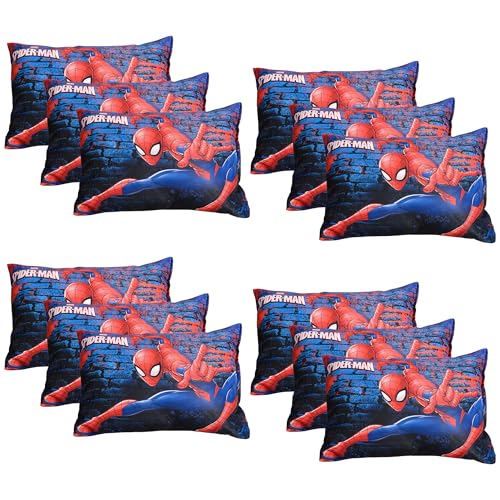 Kuber Industries (Pack of 12) Kid's Soft Pillow for Sleeping | Marvel Spiderman Print Pillow |12x18 Inch | Navy Blue