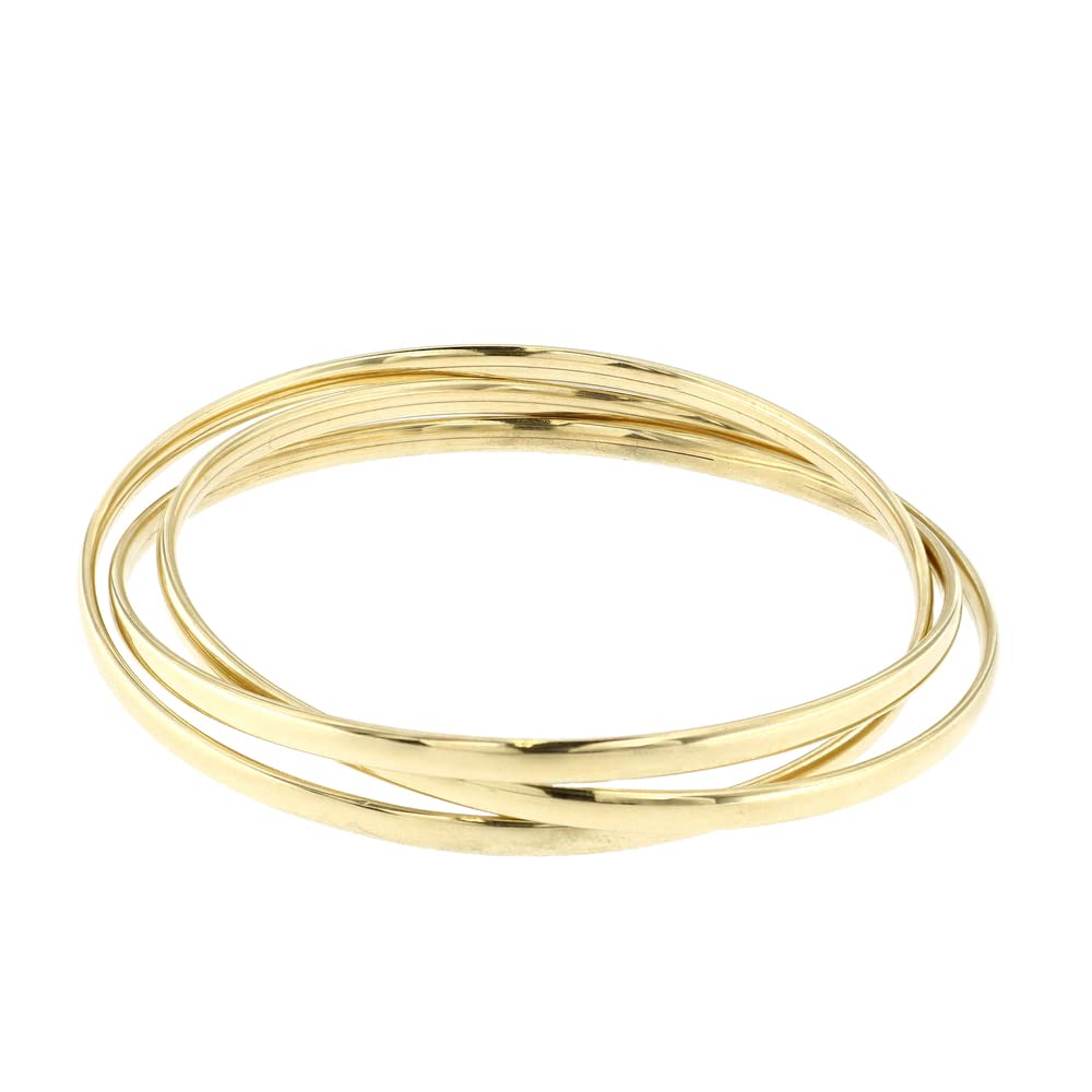 Linea Italia Gioielli - Bracciale Da Donna In Argento 925 Placcato Oro con Tre Cerchi Rigidi Intrecciati - Made in Italy certificato