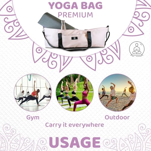 DOJA Barcelona Yogatasche XXL Groß Rosa - Robuste und Geräumige Yoga Tasche für Matte und Zubehö - Yogamatte Tasche mit Griffen, Schultergurt und Taschen - Ideal für Yoga Damen und Alltagstauglich