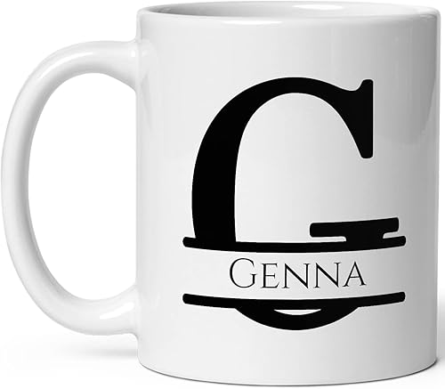 Taza de café personalizada con monograma, letra inicial G personalizada para mujeres, hombres, niñas, niños, papás, mamás amigos, taza de café