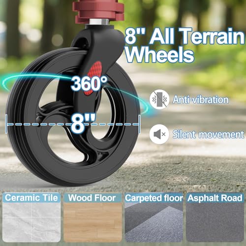 Image of 3 Wheel Walkers for Seniors, Foldable Wheeled Rollator with Cane Hold and Cup Hold, Lightweight Three Wheel Rolling Walker Height Adjustable for Seniors,Burgundy