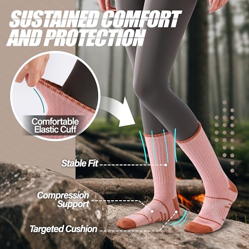 ANTSANG 5 Pairs Merino Wool Hiking Socks for Men & Women Thermal Winter Warm Moisture Wicking Cushion Boot Socks3