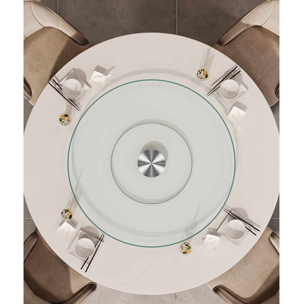 Duży obrotowy gramofon Lazy Susan do kuchni i jadalni - taca do serwowania ze szkła hartowanego, 60 cm, antypoślizgowa konstrukcja, idealna do rozrywki i serwowania jedzenia