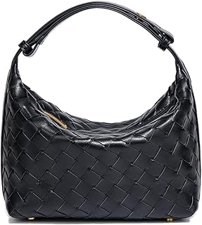 Vegan Leather Woven Hobo Bag – Mini Tote Purse, Braided Underarm Handbag...