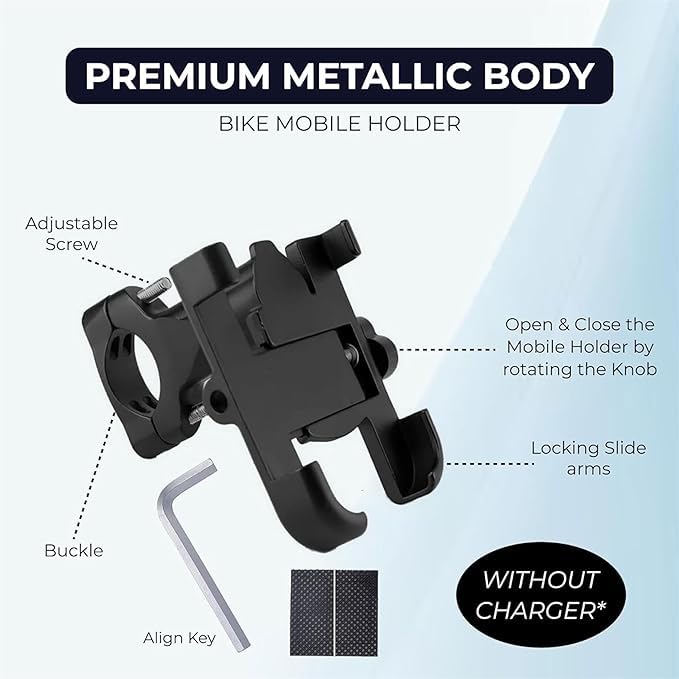 Image of SHIARYA 360 Rotating Bike Mobile Holder C1 Bike Mobile Stand Secure & Convenient Phone to Any Angle for Easy Navigation Fits for All Smartphones Black