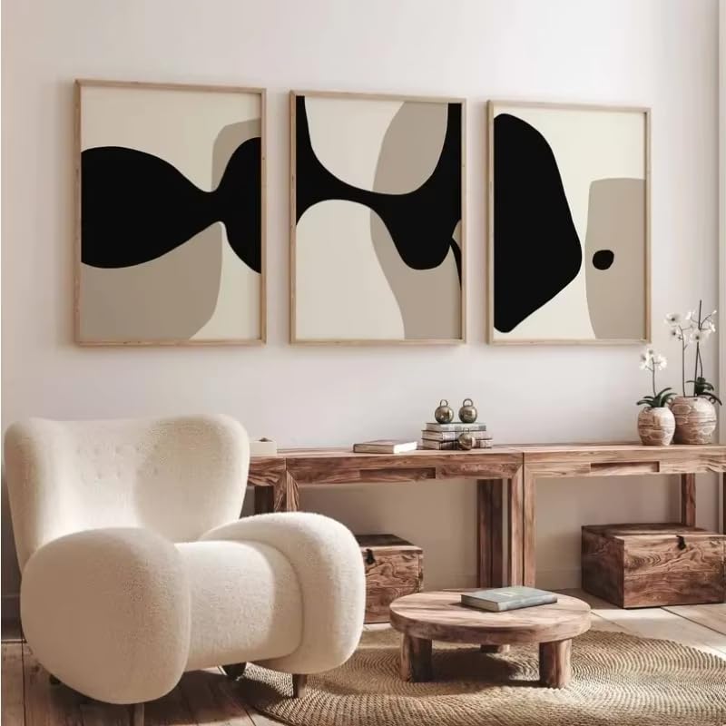 Tableau abstrait noir et beige 60x90cm AEFOUU pour décoration de chambre