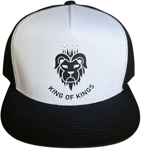 Kingdom Printing Co. Gorra de camionero King of Kings, color blanco y negro, Negro & blanco